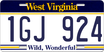 WV license plate 1GJ924