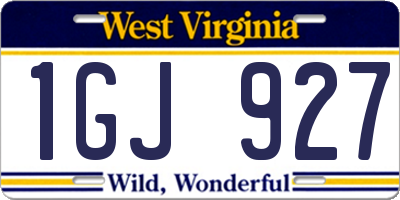 WV license plate 1GJ927