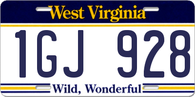 WV license plate 1GJ928