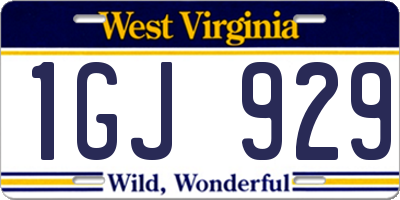 WV license plate 1GJ929
