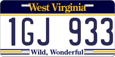 WV license plate 1GJ933
