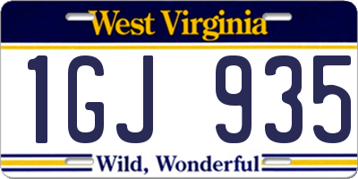 WV license plate 1GJ935
