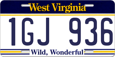WV license plate 1GJ936