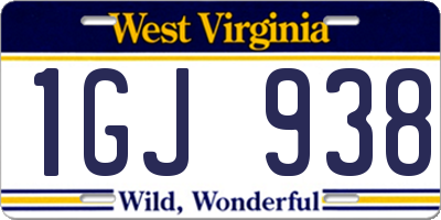 WV license plate 1GJ938