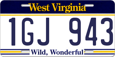 WV license plate 1GJ943