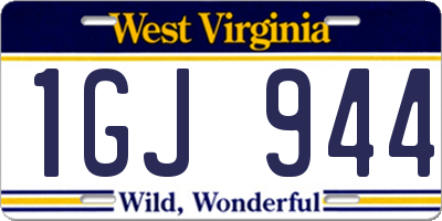 WV license plate 1GJ944