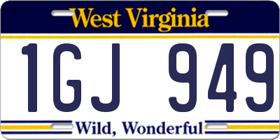 WV license plate 1GJ949