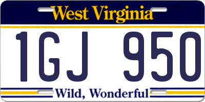 WV license plate 1GJ950