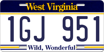 WV license plate 1GJ951