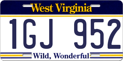 WV license plate 1GJ952