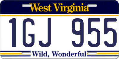 WV license plate 1GJ955