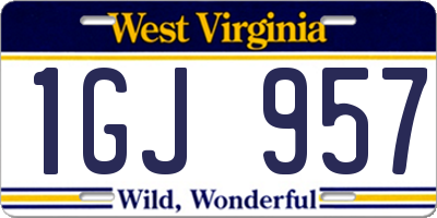 WV license plate 1GJ957