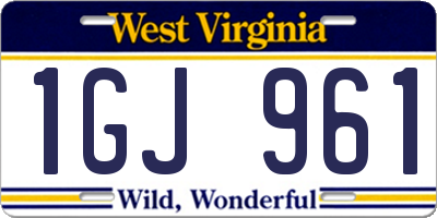 WV license plate 1GJ961