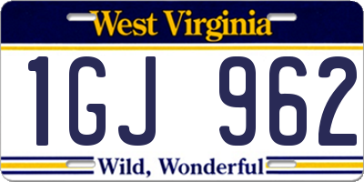 WV license plate 1GJ962