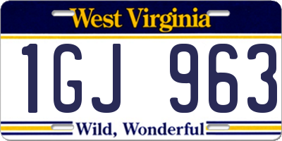 WV license plate 1GJ963