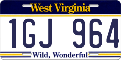 WV license plate 1GJ964