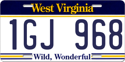 WV license plate 1GJ968