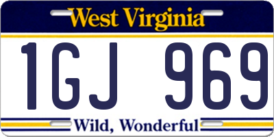 WV license plate 1GJ969