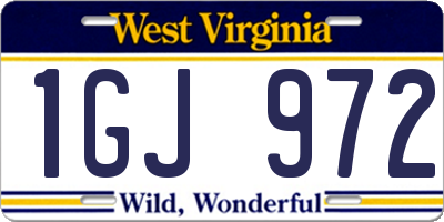 WV license plate 1GJ972