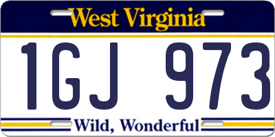 WV license plate 1GJ973