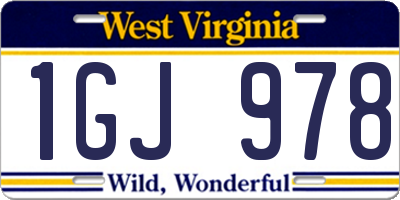 WV license plate 1GJ978