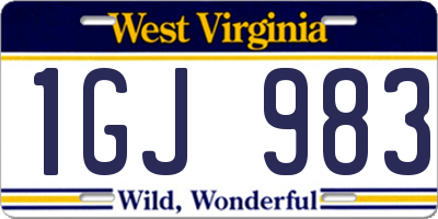 WV license plate 1GJ983