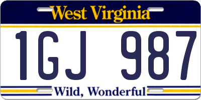 WV license plate 1GJ987