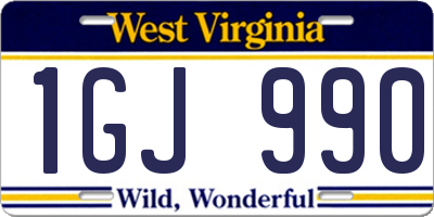 WV license plate 1GJ990
