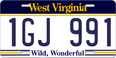 WV license plate 1GJ991