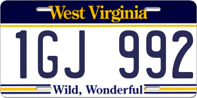 WV license plate 1GJ992