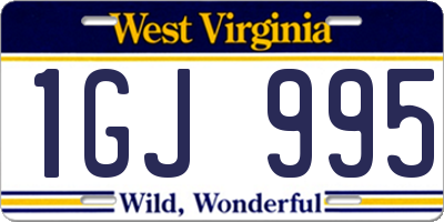 WV license plate 1GJ995