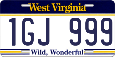WV license plate 1GJ999