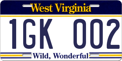 WV license plate 1GK002