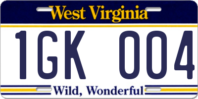 WV license plate 1GK004
