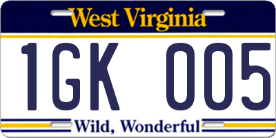WV license plate 1GK005