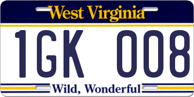 WV license plate 1GK008