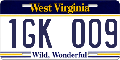 WV license plate 1GK009