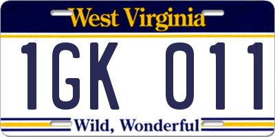 WV license plate 1GK011