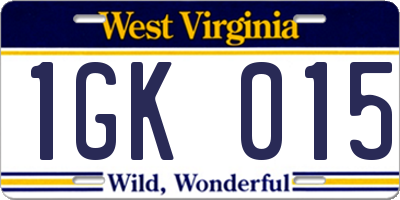 WV license plate 1GK015