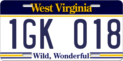WV license plate 1GK018
