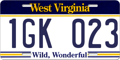 WV license plate 1GK023