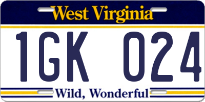 WV license plate 1GK024