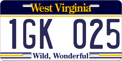 WV license plate 1GK025