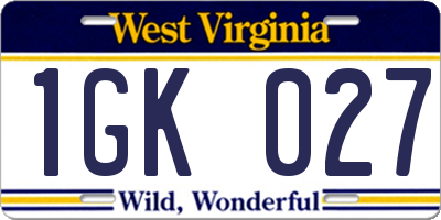 WV license plate 1GK027