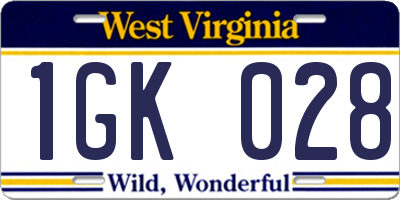 WV license plate 1GK028