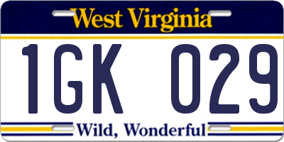 WV license plate 1GK029