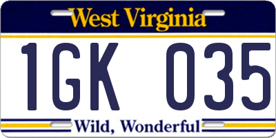 WV license plate 1GK035