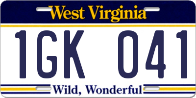 WV license plate 1GK041