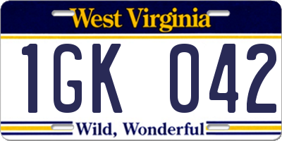 WV license plate 1GK042