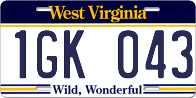 WV license plate 1GK043